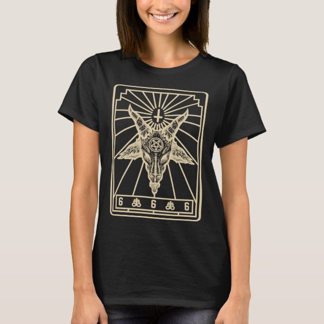 Camiseta Baphomet Tarot Inverted Cross Leviathan Cross Goat (Anverso)