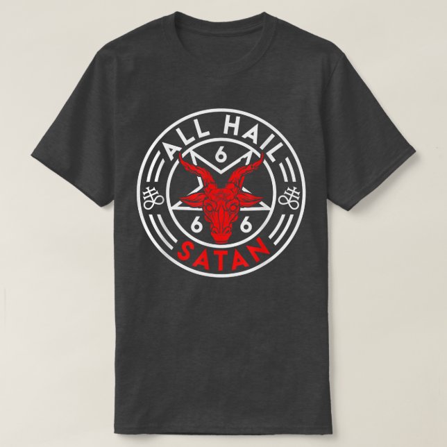 Camiseta Baphomet Todos Alaben a Satanás Diablo Cabra Bafom (Diseño del anverso)