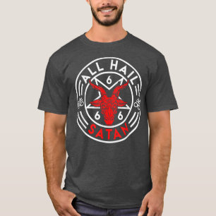 Camiseta Baphomet Todos Alaben a Satanás Diablo Cabra Bafom