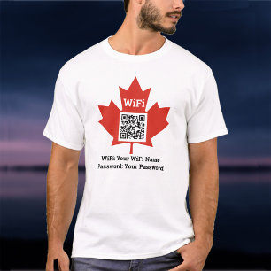 Camiseta Bar canadiense Wifi Plus QR Code Plus dirección en