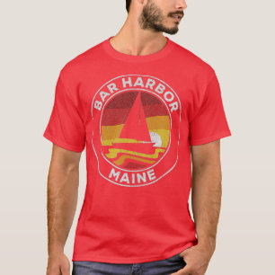 Camiseta Bar Harbor Maine Vintage Sailboat 70s Retro Sunset