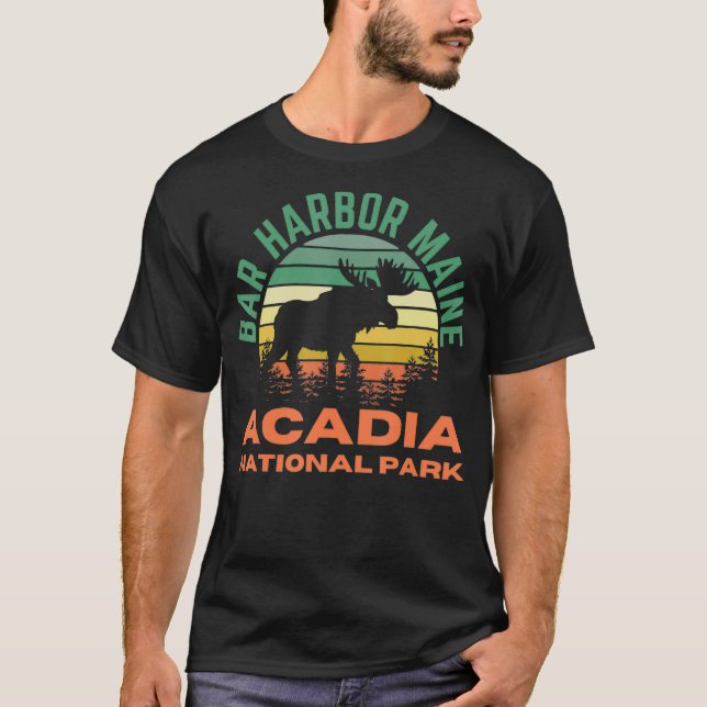 Camiseta Bar Harbour Maine Acadia Parque Nacional Moose Ret (Anverso)