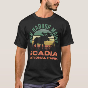 Camiseta Bar Harbour Maine Acadia Parque Nacional Moose Ret