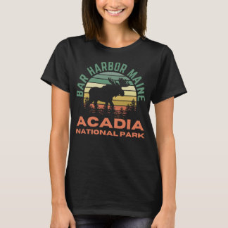 Camiseta Bar Harbour Maine Acadia Parque Nacional Moose Ret