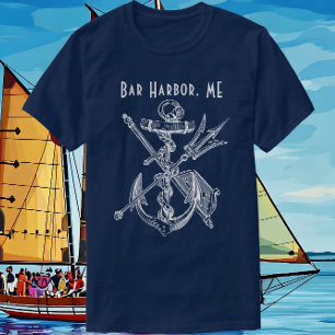 Camiseta Bar Harbour Maine Bote Anchor Nautical Travel