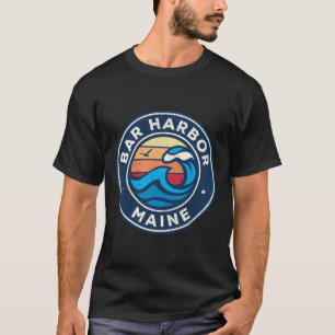 Camiseta Bar Harbour Maine Me Vintage Nautical Waves Design