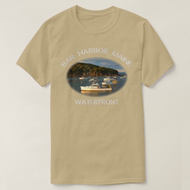 Camiseta Bar Harbour, recuerdo de Maine Waterfront (Diseño del anverso)