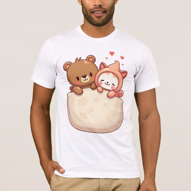 Camiseta Bär und Katze Kawaii (Anverso)