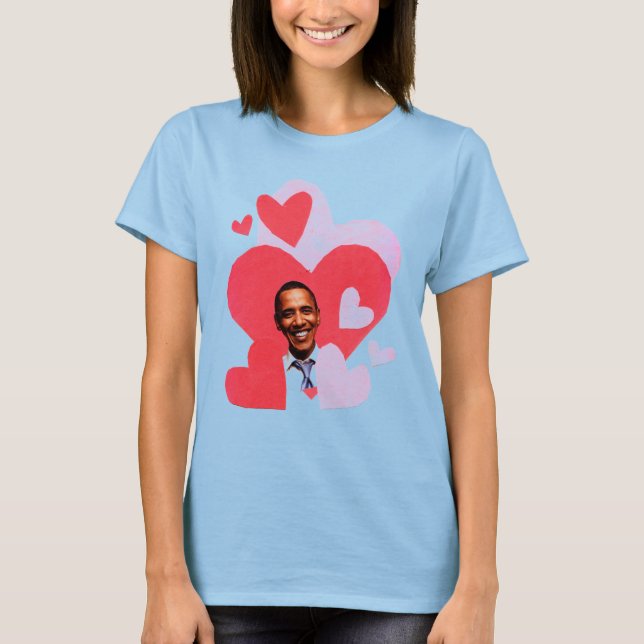 Camiseta Barack collage women's red ringer t-shirt (Anverso)