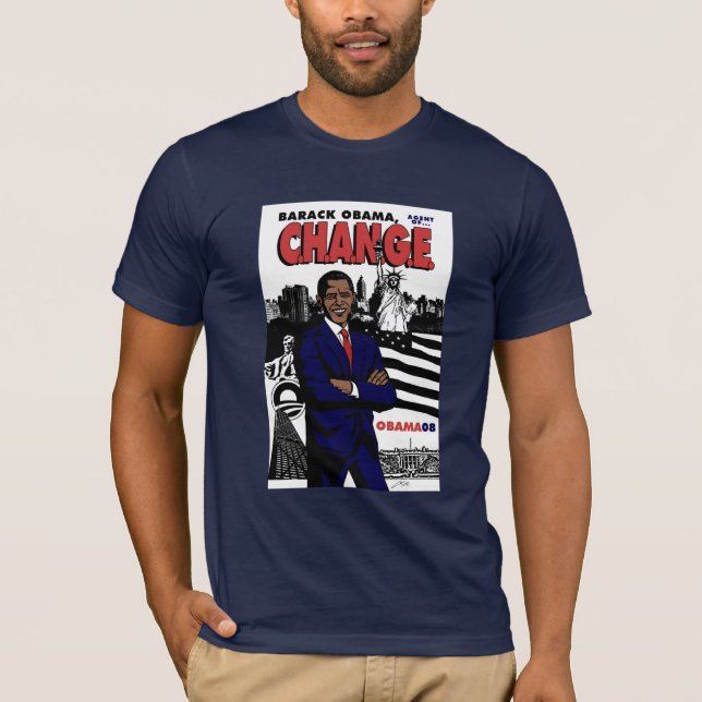 Camiseta Barack Obama: Agente de C.H.A.N.G.E. (Anverso)