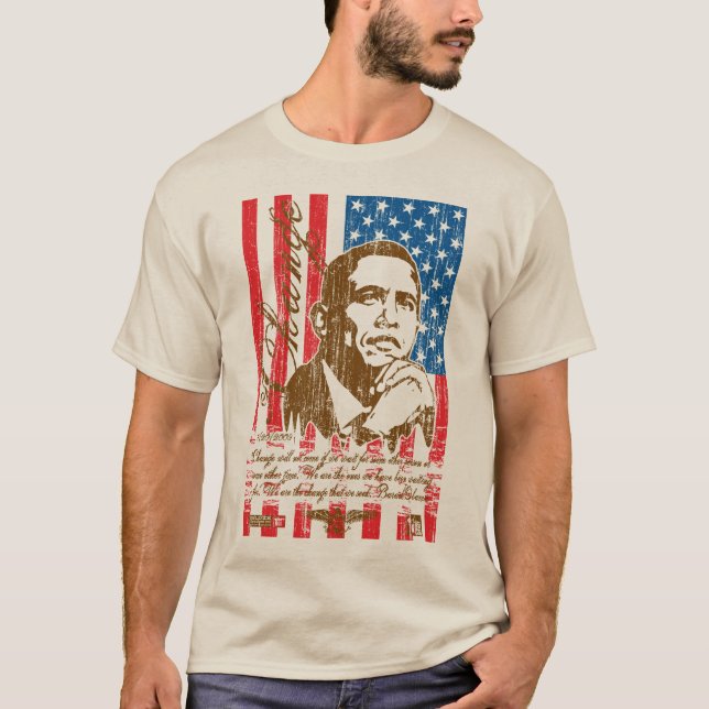 Camiseta Barack Obama - cambie (el vintage) (Anverso)