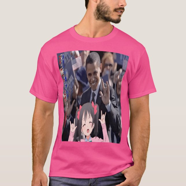 Camiseta Barack Obama con Anime Chica (Anverso)