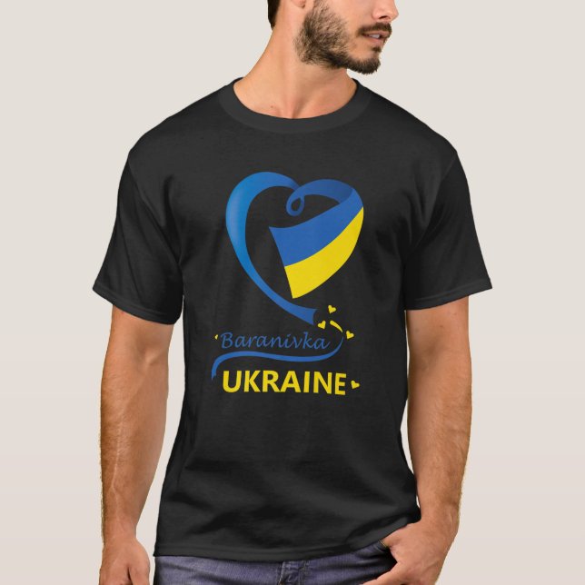 Camiseta Baranivka Ucrania Bandera Nacional Emblema de Cora (Anverso)