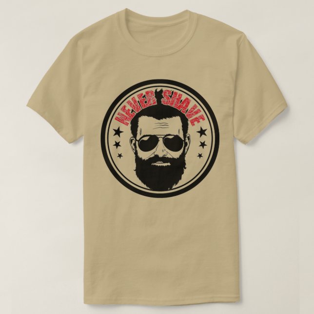 Camiseta Barba con gafas de sol nunca afeitar 1 (Diseño del anverso)