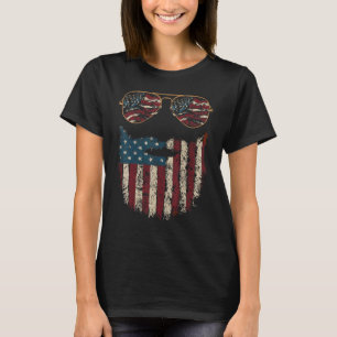 Camiseta Barba De Estados Unidos Y Gafas De Sol 4 De Julio 