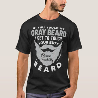 Camiseta Barba gris con barba Hipster de barba de pelo gris