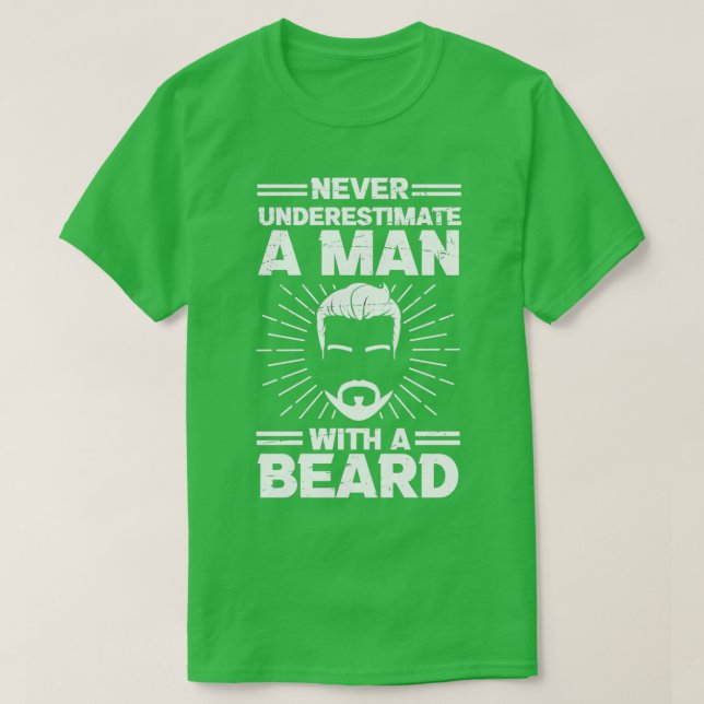 Camiseta barba que dice Nunca subestimar la barba (Diseño del anverso)