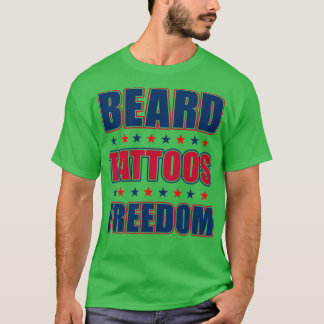 Camiseta Barba Y Tatuaje Hombres Regalo Americano