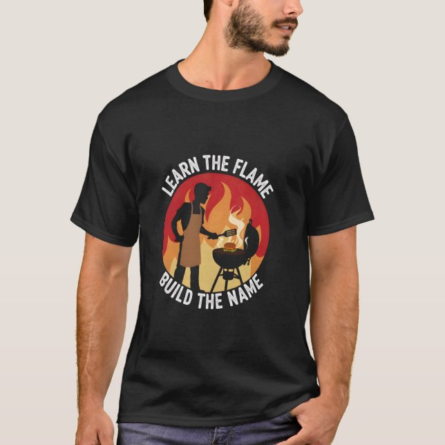 Camiseta Barbacoa Aprende la Llama Ahumado Pitmaster Parril (Anverso)