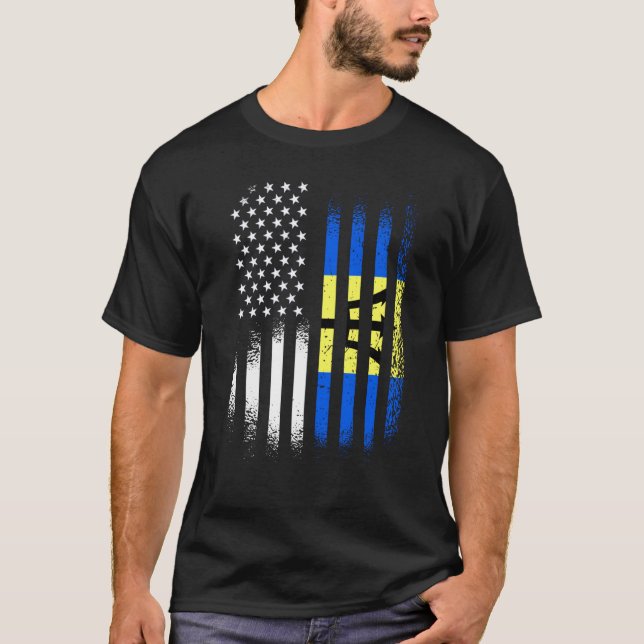 Camiseta Barbadian American Patriot Grown Country USA Flags (Anverso)
