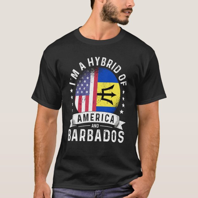 Camiseta Barbadian American Patriot Grown  Flag Humor (Anverso)