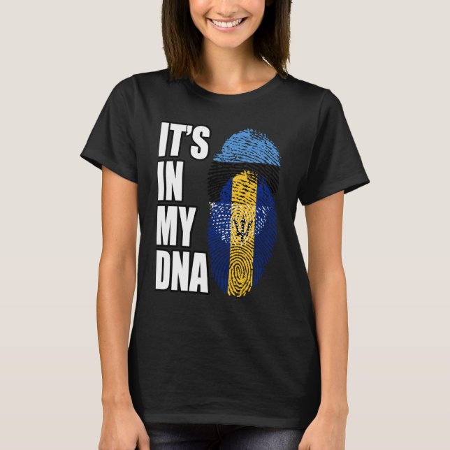 Camiseta Barbadian And Estonian Mix DNA Flag Heritage (Anverso)