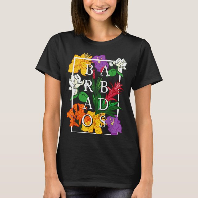 Camiseta Barbados Bajan Wildflower Pride Floral  (Anverso)