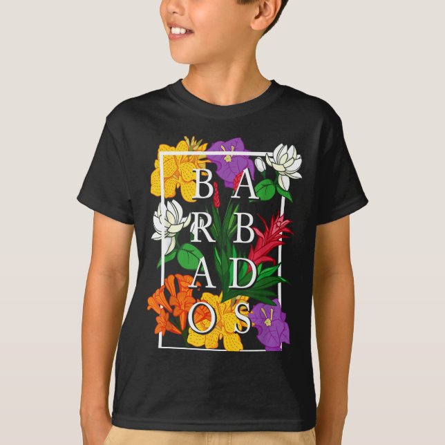 Camiseta Barbados Bajan Wildflower Pride Floral  (Anverso)