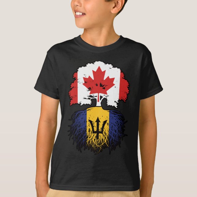 Camiseta Barbados Bandera de raíces de árbol canadiense can (Anverso)