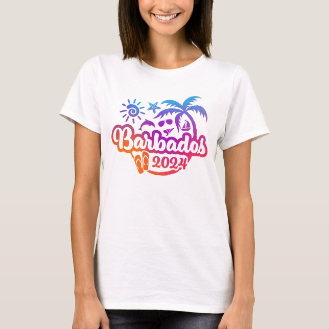 Camiseta Barbados Caribe de vacaciones o viaje 2024 (Anverso)