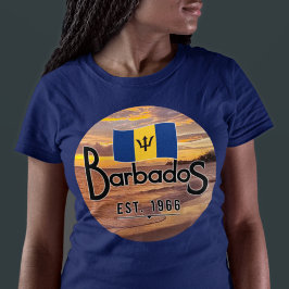 Camiseta "Barbados Este. Atardecer De 1966 Con Bandera De B