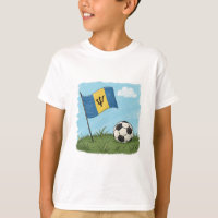Barbados flag and soccer ball