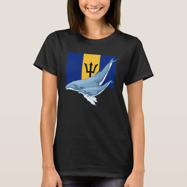 Camiseta Barbados Flag with Humpback Whales Bajan Pride (Anverso)