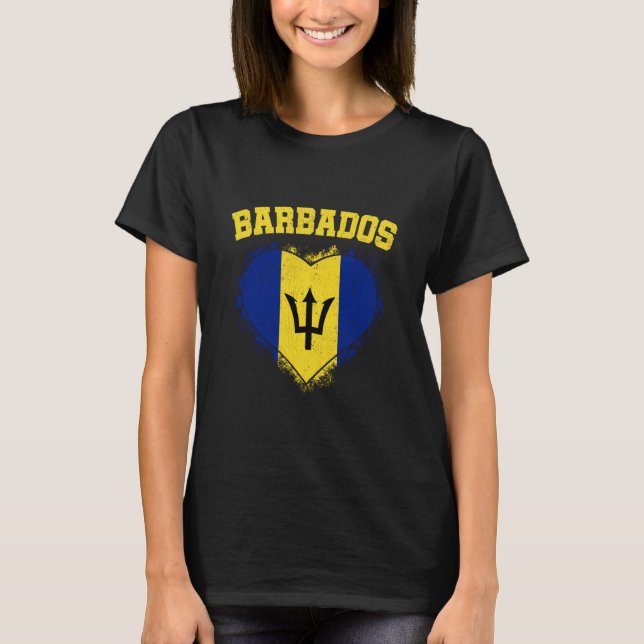 Camiseta Barbados Heart Flag Barbados Lover Barbadian Pride (Anverso)