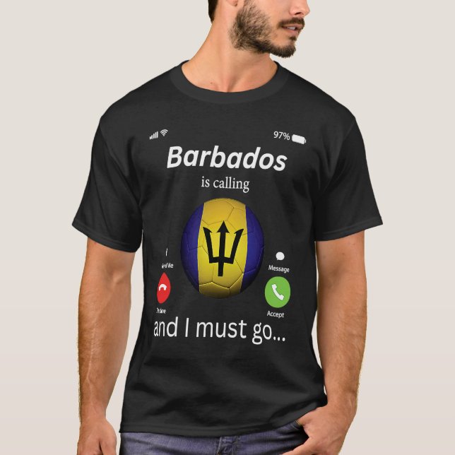 Camiseta Barbados Is Calling and I Must Go Barbados Flag Me (Anverso)