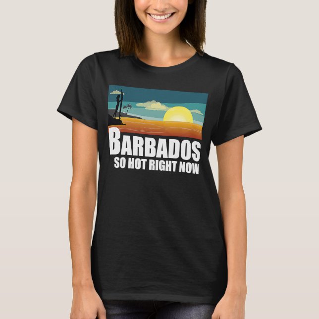 Camiseta Barbados tan caliente ahora mismo Retro Travel Bea (Anverso)