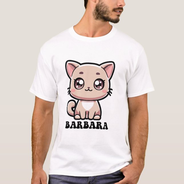 Camiseta Barbara Cute Kitty Cat Design (Anverso)