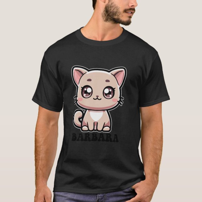 Camiseta Barbara Cute Kitty Cat Design para Chicas Nombre B (Anverso)