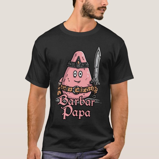 Camiseta Barbare Papa - humour fantasy décalé (Anverso)