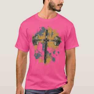 Camiseta Barbell Cross Funny Gym Cristiano Jesús Peso Lif