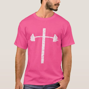 Camiseta Barbell Dumbbell Cross Christian Jesus Gym Entrena