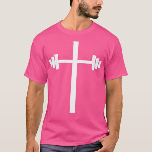 Camiseta Barbell Dumbbell Cross Christian Jesus Gym Entrena