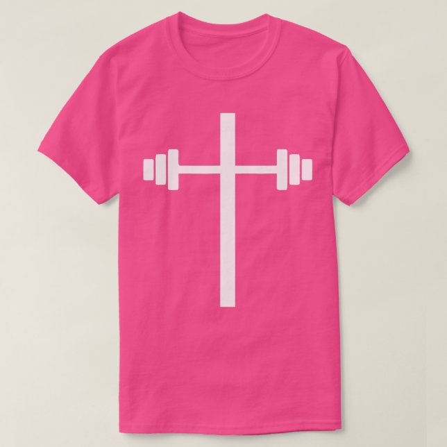Camiseta Barbell Dumbbell Cross Christian Jesus Gym Entrena (Diseño del anverso)