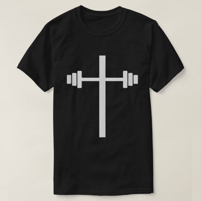 Camiseta Barbell Dumbbell Cross Christian Jesus Gym Workout (Diseño del anverso)