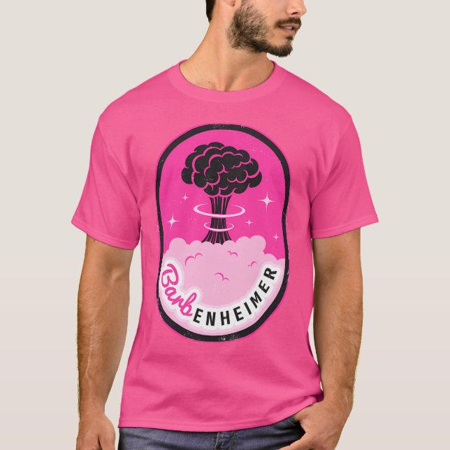 Camiseta Barbenheimer Negro Y Rosa Caliente (Anverso)