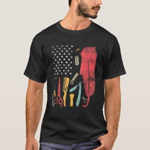 Camiseta Barber Bandera Estadounidense Peluquería Amo Secad