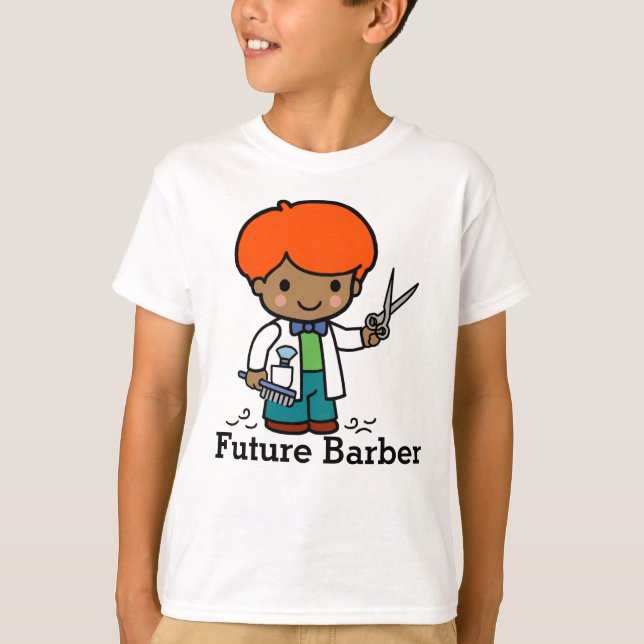 Camiseta Barber futuro / Hairdresser Boy con tijeras (Anverso)
