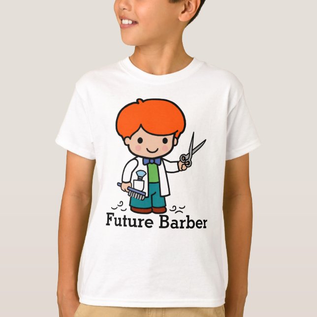 Camiseta Barber futuro / Hairdresser Boy con tijeras (Anverso)