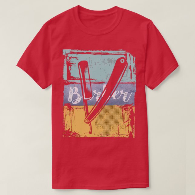 Camiseta Barber Hairdresser Vintage Retro Razor (Diseño del anverso)