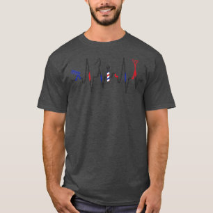 Camiseta Barber Heartbeat Gráfica Hairstylista Scissor Razo